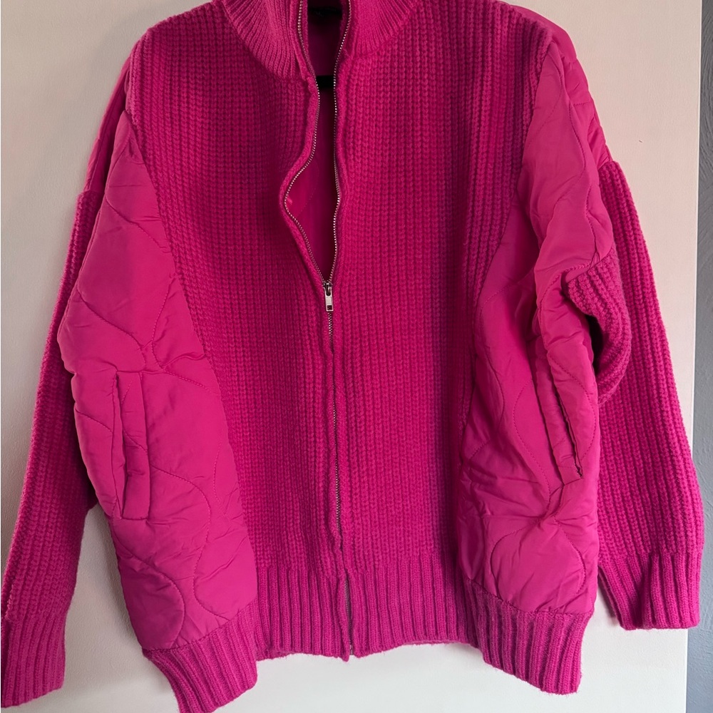 strut & bolt pink sweater jacket
